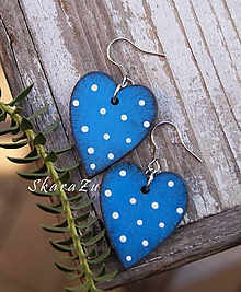 Náušnice - Simple heart dots // Blue - 10367532_