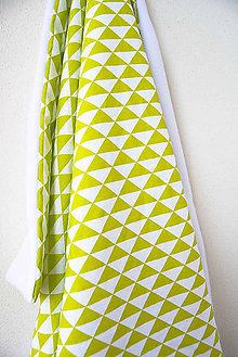 Úžitkový textil - HAJA Easy... bočný vankúš... geometrické motívy (limetkovobiele trojuholníky) - 10372517_