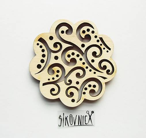 Výrez z preglejky - folk, mandala, kvet, 7 cm