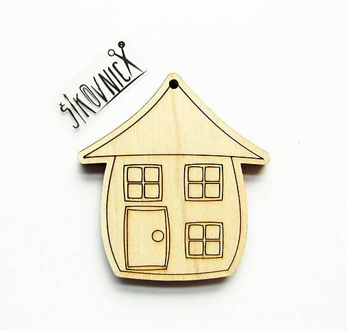 Výrez z preglejky - dom, domček, 6,5 cm