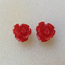 Náušnice - červené ružičky - 10372137_