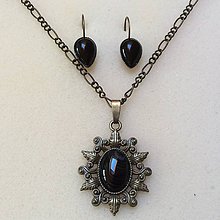 Sady šperkov - sada bronzových šperkov s čiernym achátom - 10372195_