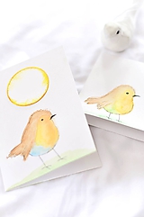 Papiernictvo - Maľovaná pohľadnica - vtáčik - 10371864_