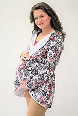 Tehotenské oblečenie - TEPLÝ TĚHOTENSKÝ KABÁTIK - kytičky - 10370908_