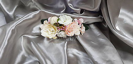 Ozdoby do vlasov - Svadobný kvetinový hrebeň do vlasov v pastelových farbách - 10373196_