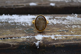 Prstene - Labradorit pozlátený prsteň zo striebra - 10371663_
