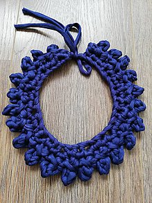 Náhrdelníky - Háčkovaný náhrdelník - golier (Modrá) - 10375494_