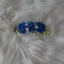 Ozdoby do vlasov - Hrebienok- modré ružičky - 10381642_