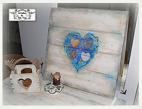 Tabuľky - Masívna drevená tabulka-obraz "4 hearts" :) - 10381565_