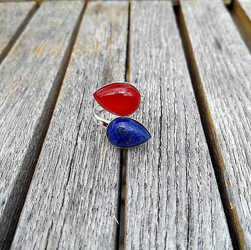 Lapis Lazuli  a Achát prsteň Ag 925/1000