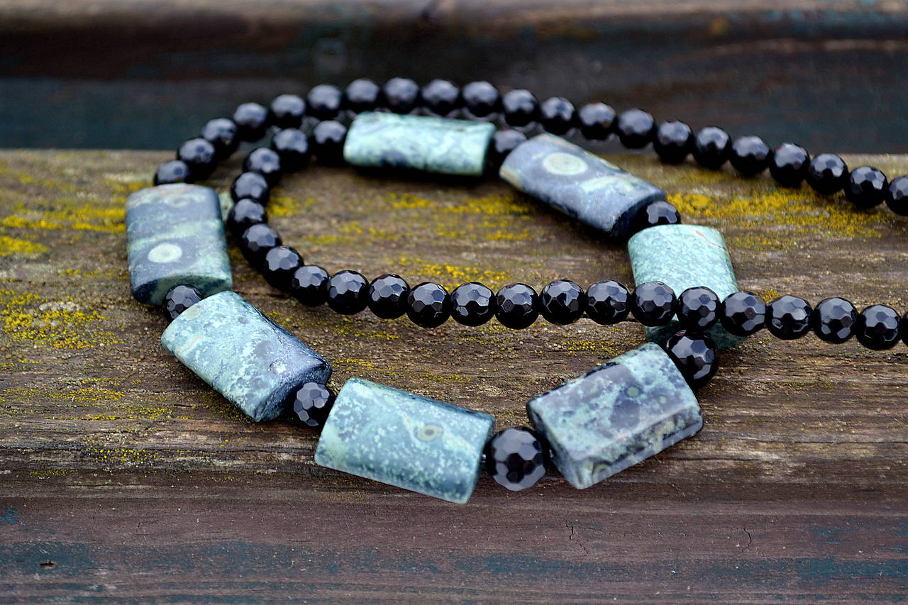 Jaspis oceánsky a ónyx náhrdelník