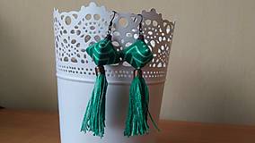 Náušnice - Zelený melír so strapcami - 10387645_