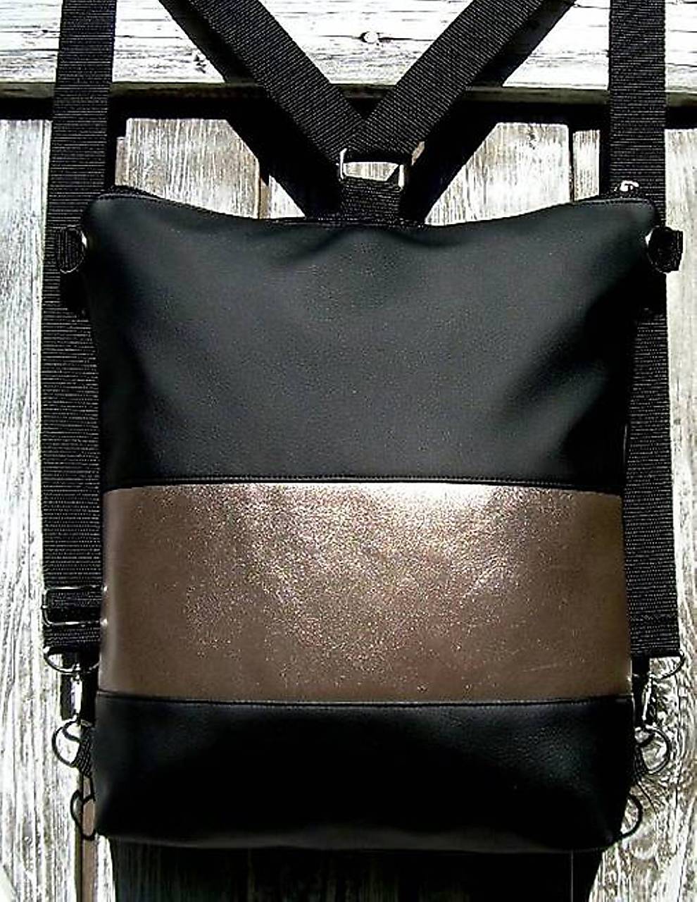 "backpack 2in1 black&bronze" - Batoh & taška cez rameno ...
