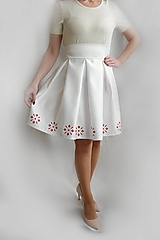 Sukne - Dámska spoločenská sukňa maľované ornamenty-jemná maslová - 10389207_
