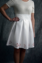 Sukne - Dámska spoločenská sukňa maľované ornamenty-jemná maslová - 10389208_