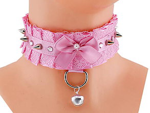 Náhrdelníky - Obojok čipkový obojok hranie mačka lolita kawaii gothic pastel, kitten play collar BDSM DDLG pet play collar 01a - 10397302_