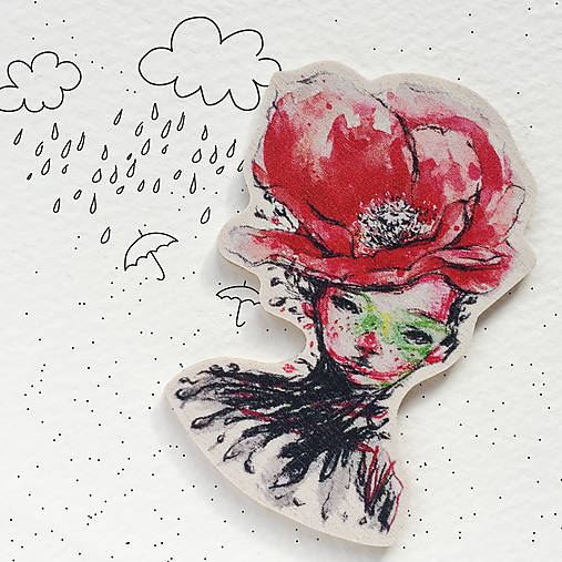 Brošne - Drevená brošňa/magnetka – Mary Poppins - 10395735_