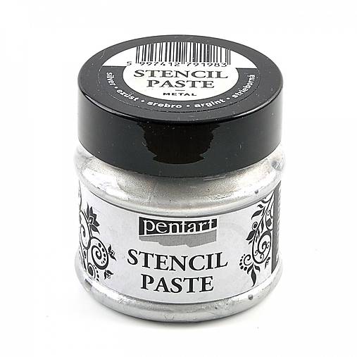 Farby-laky - Šablónovacia pasta, perleťová, strieborná- 50ml - 10396673_