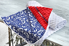 Detský textil - Minky deka vtáčiky modré 100x75cm - 10396456_