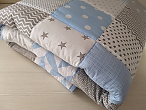 Úžitkový textil - Patchwork deka - Grey & Blue - 10398112_