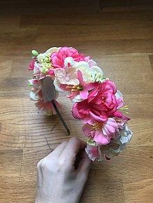 Ozdoby do vlasov - Kvetinková parta pink rose - 10399889_