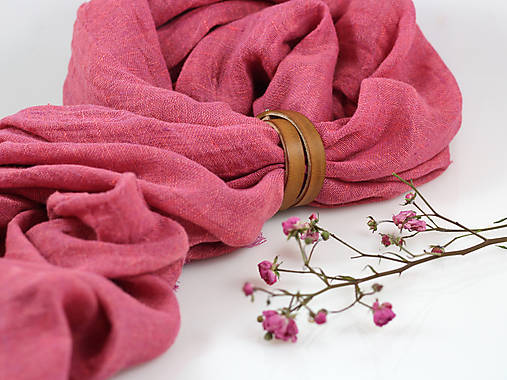 Ľanová dámska elegantná šatka malinovoružovej farby "Berry"