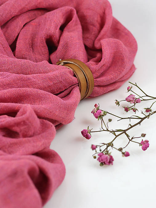 Ľanová dámska elegantná šatka malinovoružovej farby "Berry"