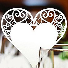 Papier - Svadobná dekorácia/menovka na pohár - srdce - 10398039_