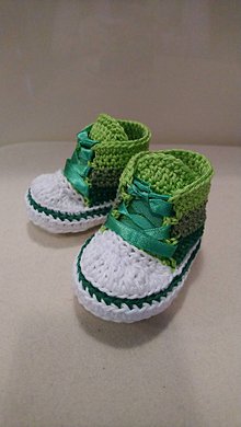 Detské topánky - Háčkované tenisky 3 farby - zelené - 10399457_