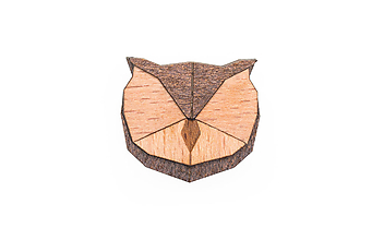 Brošne - Drevená brošňa Owl Brooch - 10403981_