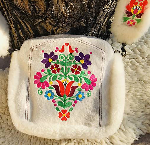 Kabelky - Folk kožušinová kabelka - 10403953_