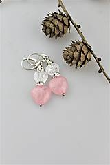 Náušnice - ruženín srdiečka s krištálom náušnice - v striebre Ag925/1000 - 10404673_