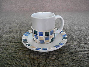 Nádoby - porcelánová šálka s tanierikom - mozaiky - 10403178_