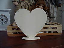 Polotovary - Drevené srdce 15 cm + stojan - 10405435_