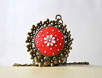 Náhrdelníky - Folk náhrdelník červený - Kvetka - 10409788_