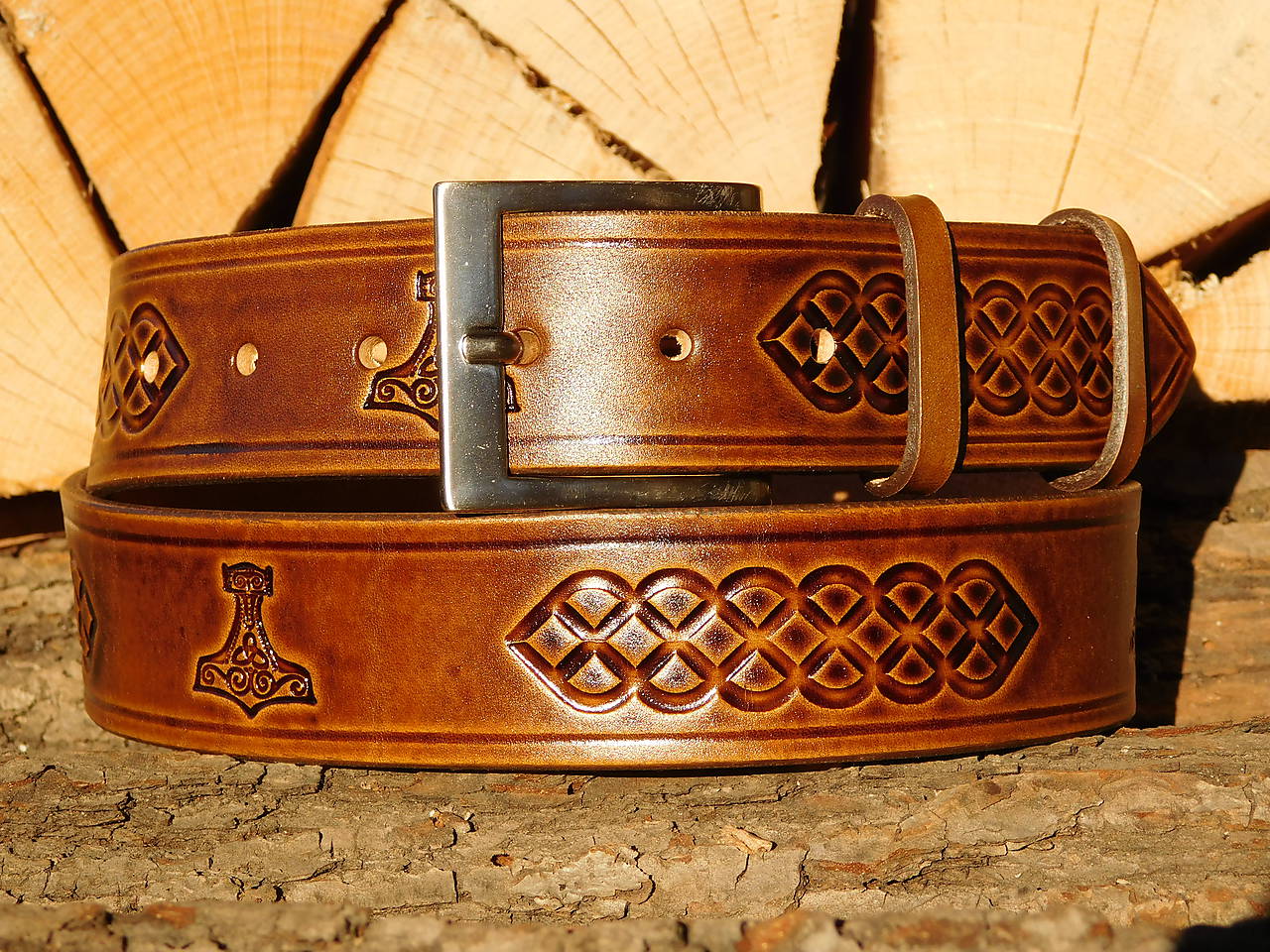 Kožený opasok 4 cm - Thorove kladivo