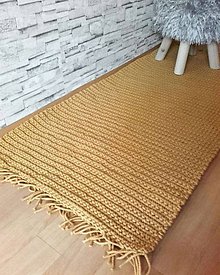 Úžitkový textil - Háčkovaný koberec horčicový - 10406403_