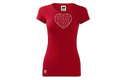 Topy, tričká, tielka - Vyšívané dámske tričko s folklórnym motívom srdca, krátky rukáv - 10407991_