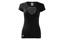Topy, tričká, tielka - Vyšívané dámske tričko s folklórnym motívom srdca, krátky rukáv - 10407995_