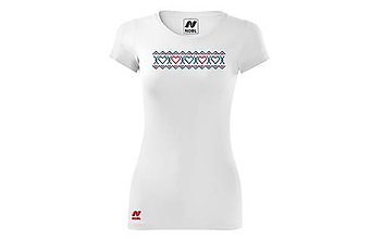Topy, tričká, tielka - Vyšívané dámske tričko s výšivkou čičmanské srdcia (Biela) - 10407511_