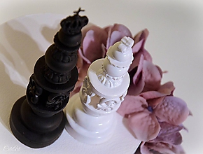 Dekorácie - Kráľ a kráľovná II. - šachové figúrky na svadobnú tortu - 10409080_