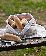 Úžitkový textil - Podšité vrecko na chlieb a pečivo z ručne tkaného ľanu 3v1 - 10407470_