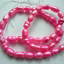 Korálky - Sladkovodné perly-návlek cca 36cm (5x7mm-ružová) - 10413184_