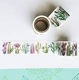 Papier - ozdobná papierová páska Akvarelové kaktusy - 10411438_