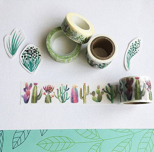 ozdobná papierová páska Akvarelové kaktusy