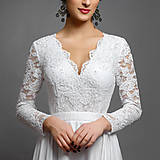 Šaty - Svadobné šaty s dlhým rukávom a kruhovou sukňou s vloženou vlečkou - 10412737_