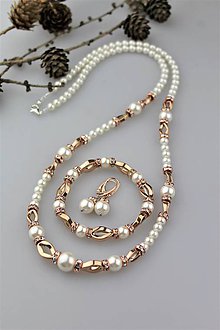 Sady šperkov - Súprava perly swarovski a hematit "červené zlato" - luxusný set - 10416491_