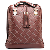 Luxusný kožený ruksak z pravej hovädzej kože so strapcami v hnedej farbe