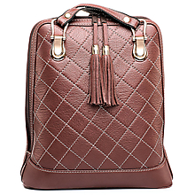 Batohy - Luxusný kožený ruksak z pravej hovädzej kože so strapcami v hnedej farbe - 10414694_