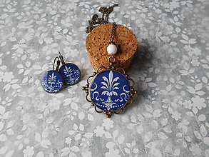 Sady šperkov - Modro-biely ornament - 10420505_